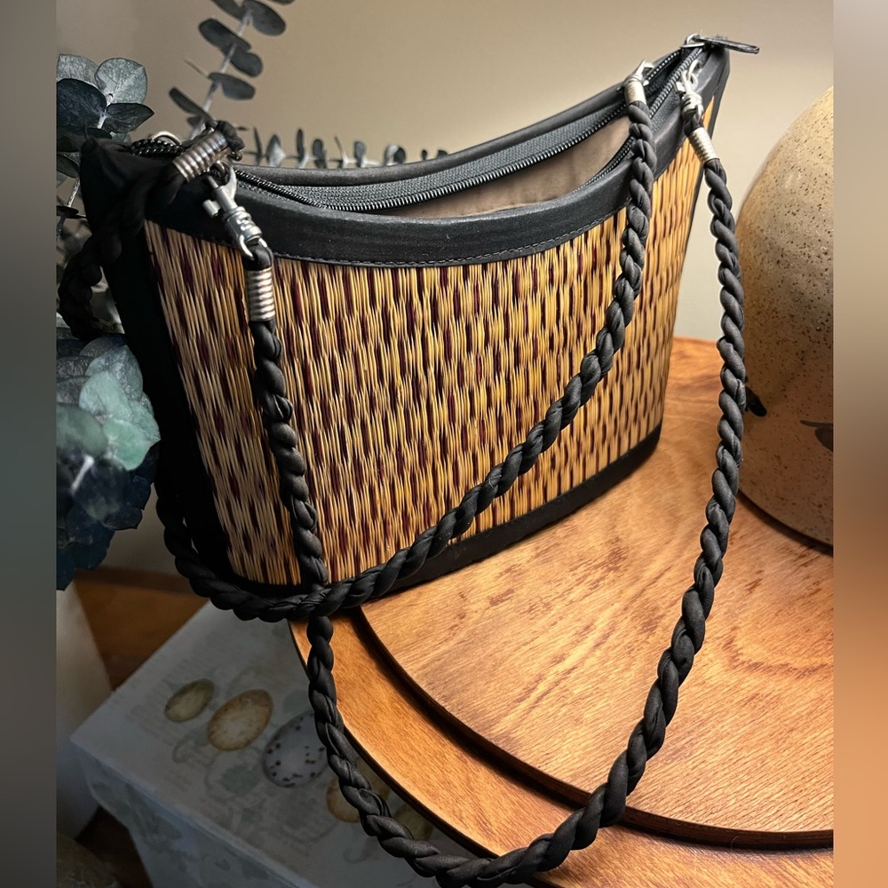 Baskets of Cambodia TATAMI woven Shoulder/Hand Bag - Sm. VTG 90s